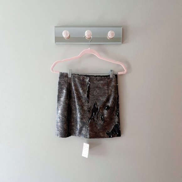 NWT Free People sequin camo print high rise mini skirt, 0 - Picture 7 of 8